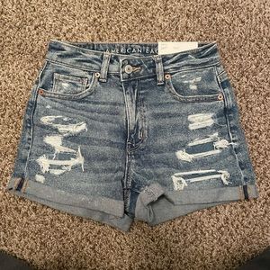 medium wash jean shorts, 24 waist, American Eagle, mom short
